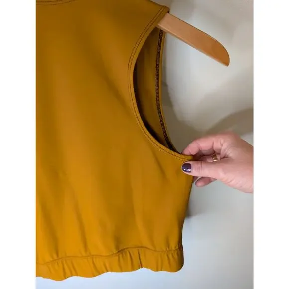 Hikerkind Mustard Gold Recycled Crop Active Tank Sleeveless Made in USA XS - Picture 7 of 8
